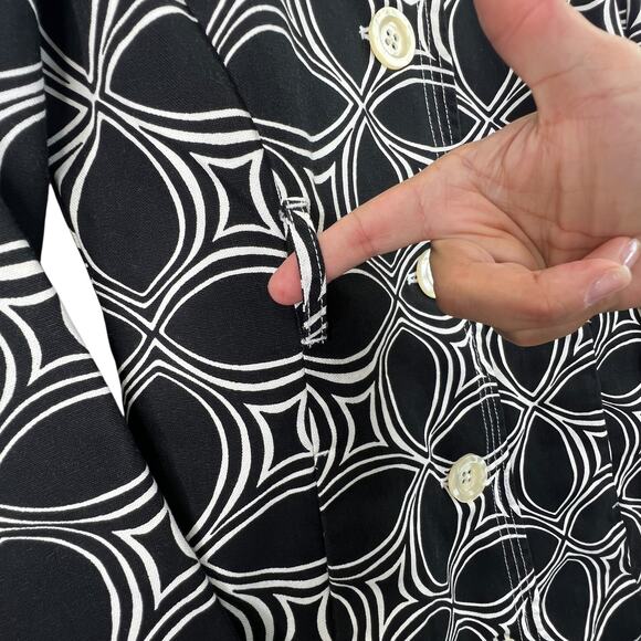 Banana Republic Factory Black White Geometric Jacket XSP Trench Coat Classic - Picture 8 of 12